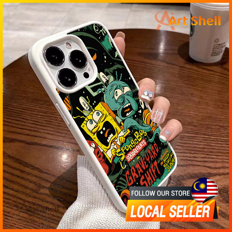 เข้ากันได้กับ iphone 16 Pro Max spongebob และปลาหมึก 12 13 14 15 11 Pro Max Casing xr xs Max 7 8 Plu