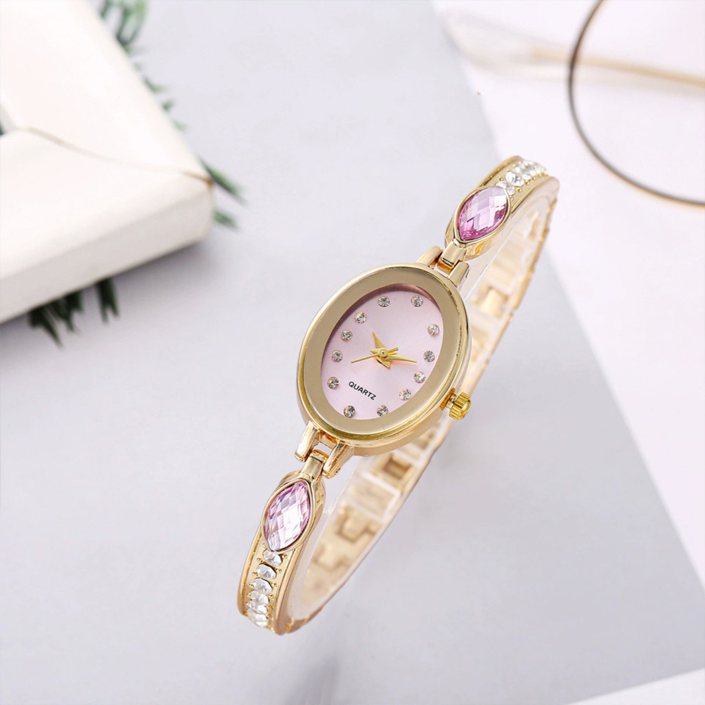 ผู้หญิงนาฬิกาหรูหรารูปไข่หน้าปัดขนาดเล็ก ดู สําหรับผู้หญิงอารมณ์หรูหราสุภาพสตรีควอตซ์สร้อยข้อมือนาฬิกาข้อมือ - รูปที่ 3