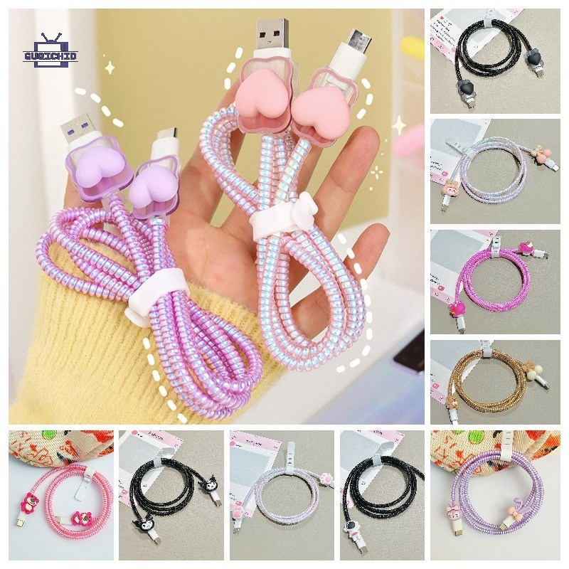 Charger protecter insเคสป้องกันสายเคเบิลข้อมูลสร้างสรรค์ชุดเคสป้องกันเครื่องชาร์จการ์ตูนน่ารักสำหรับ IP