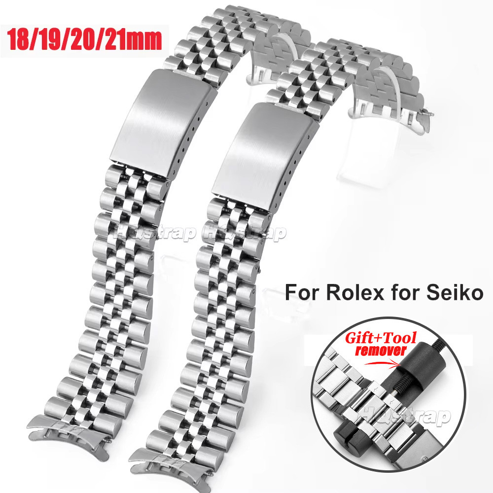 ปลายโค้งแข็งสแตนเลสนาฬิกาวง18มิลลิเมตร19มิลลิเมตร20มิลลิเมตร21มิลลิเมตรสําหรับ โรเล็กซ์ เข็มขัดโลหะสําหรับ ไซโก้ พับหัวเข็มขัดสร้อยข้อ