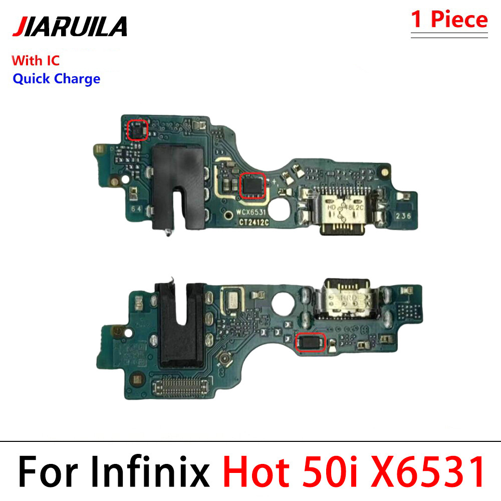พร้อม IC สําหรับ Infinix Hot 50i X6531 X6531B USB ชาร์จพอร์ตบอร์ดเปลี่ยน