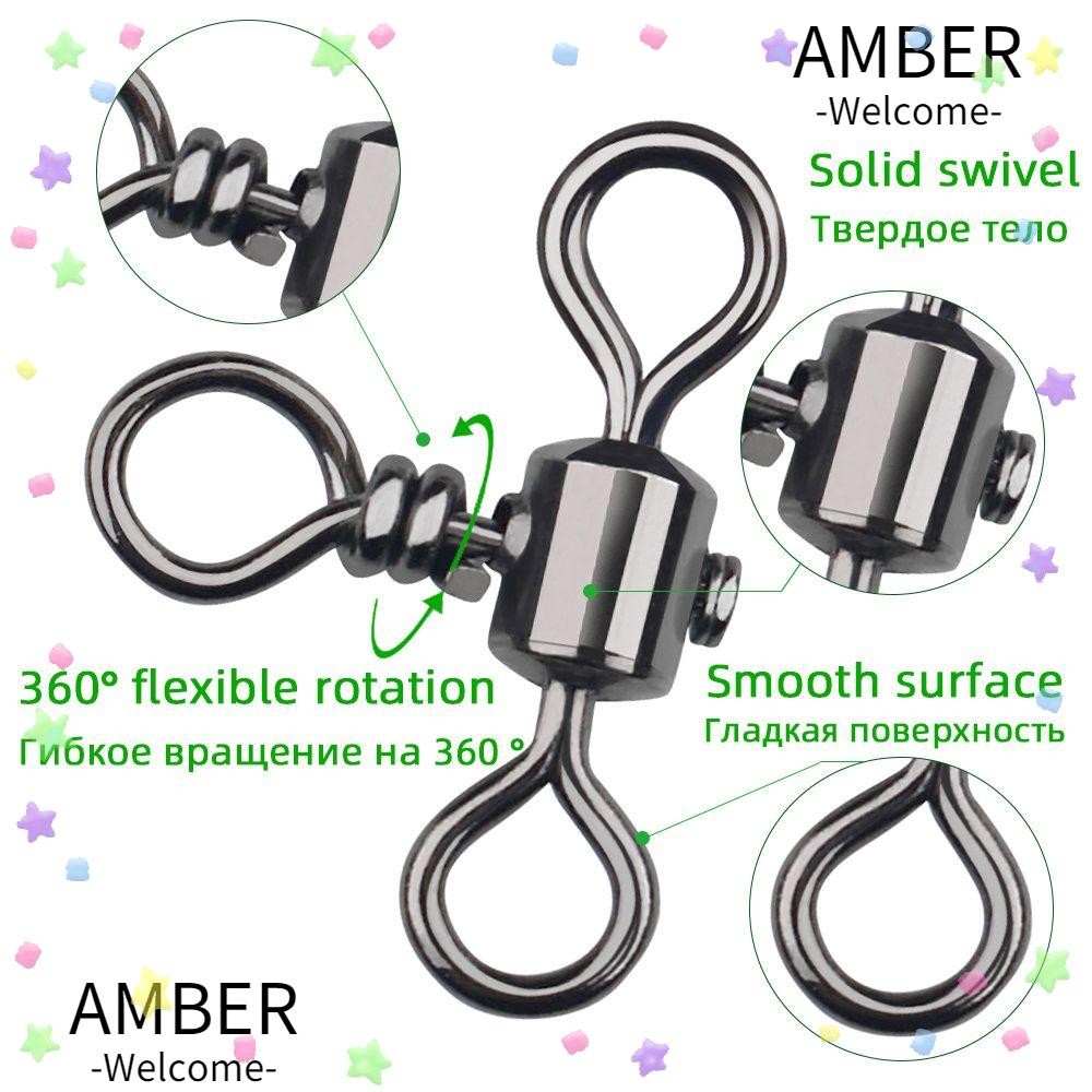 Amber 20 ชิ้น/แพ็ค 3 ทางแบริ่งหมุนทนทาน Srolling Splitter Fishhook Connector