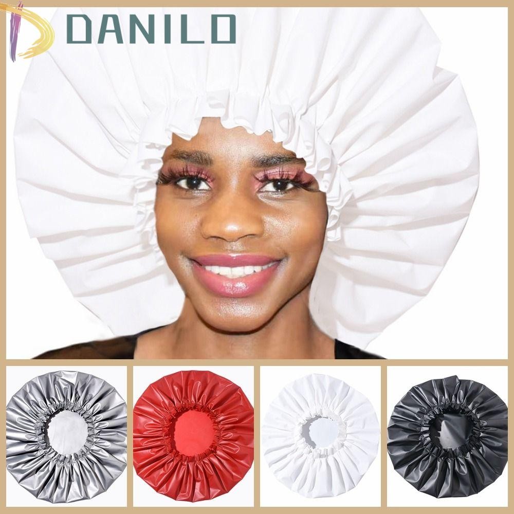 Danilo หมวกอาบน้ํา หมวกสปาไซส์ใหญ่ยืดหยุ่น หมวกอาบน้ําร้านทําผม EVA Reusable Lady