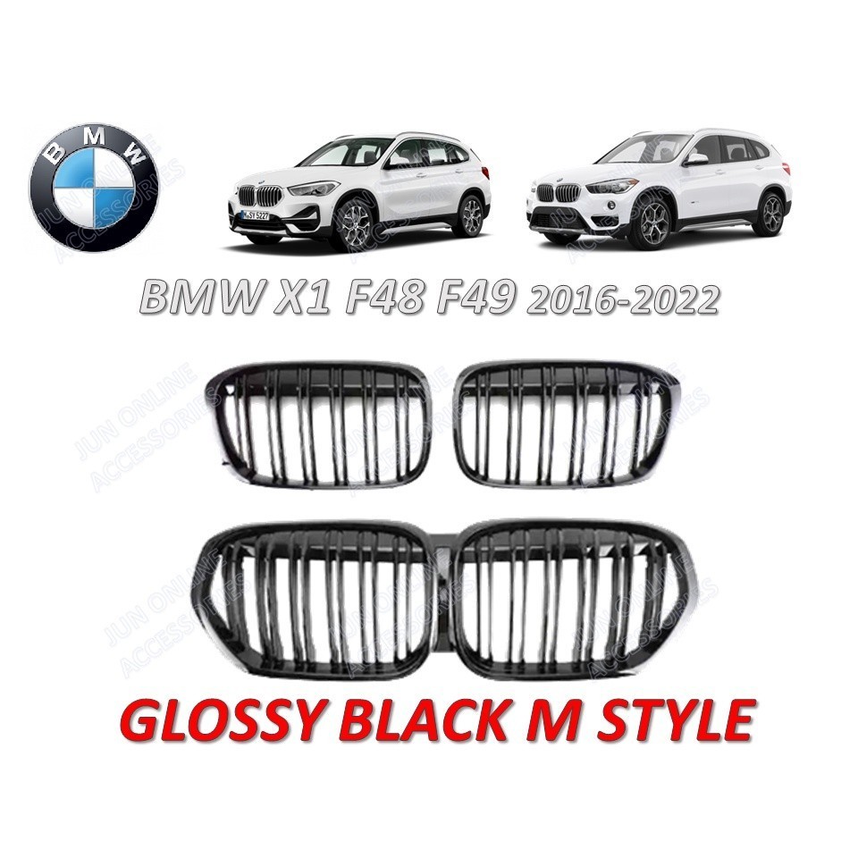 Bmw X1 F48 F49 2016-2022 กระจังหน้ากระจังหน้ากระจังหน้าไต สีดําเงา M สไตล์กันชนหน้า Grillrefit