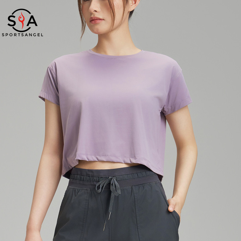 ( Sportsangel ) เสื้อยืดคอกลมแขนสั้นระบายอากาศสําหรับผู้หญิง