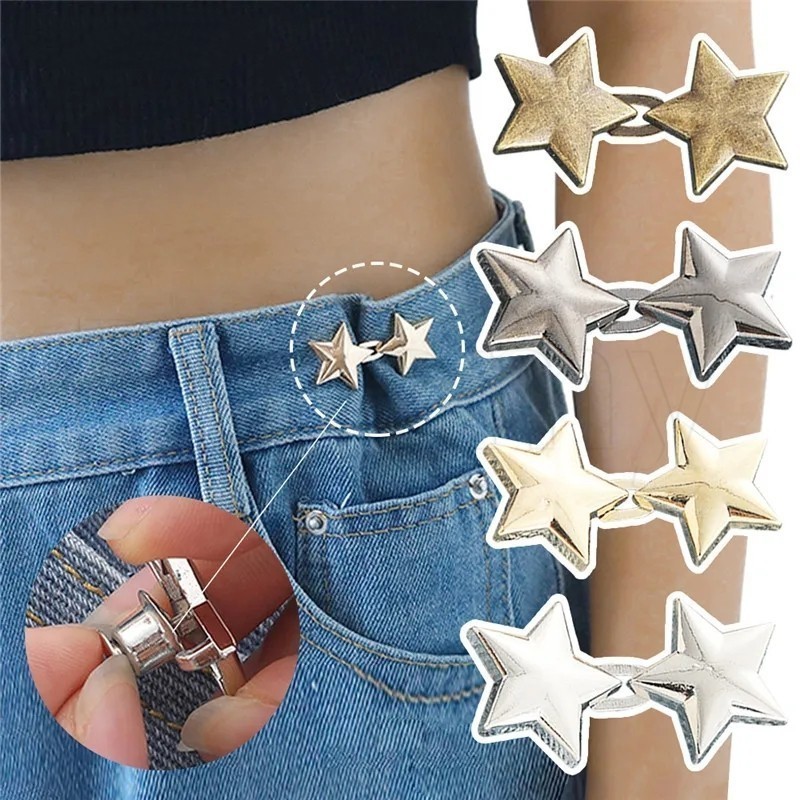 หัวเข็มขัดรัดเอว รูปดาว แบบปรับได้ ถอดออกได้ อุปกรณ์เสริม สําหรับกางเกง กระโปรง