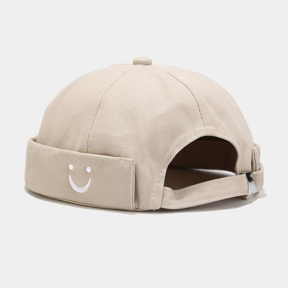 Jeanlan Brimless Hats, Retro Style Smile Docker Hat, Retro Rolled Cuff ...
