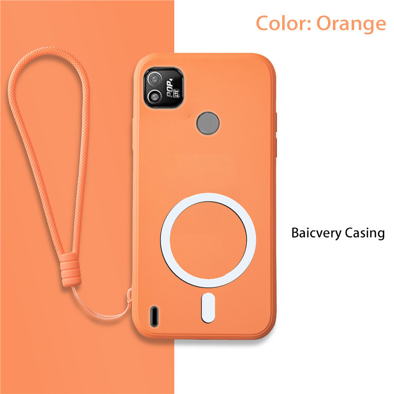 Tecno POP 4 LTE เคสโทรศัพท์ แม่เหล็ก วงกลม ไร้สาย ชาร์จ TPU ซิลิโคนนิ่ม สีสัน กันกระแทก