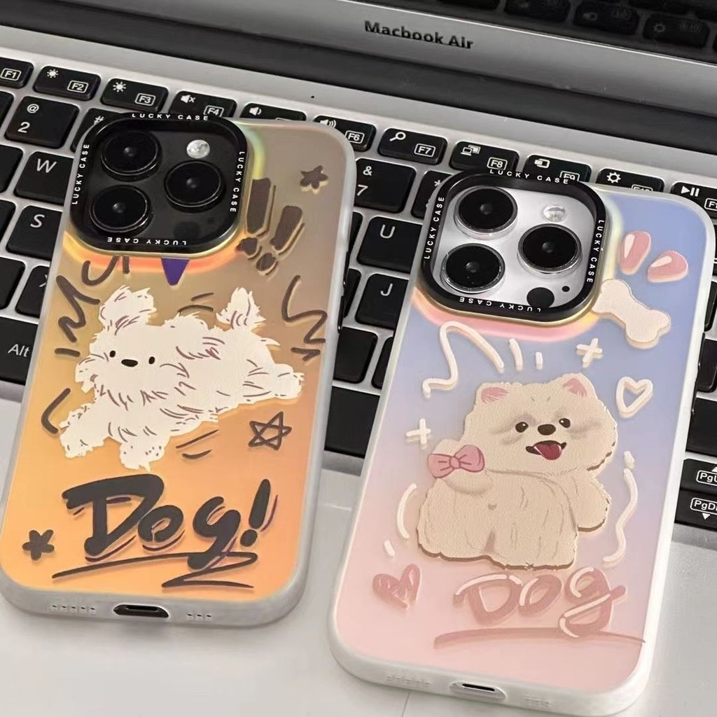 【ส่งจากไทย】เข้ากันได้สำหรับ เคสไอโฟน11 Cartoon Dog Laser Case เคส For iPhone 11 12 13 Pro 15 14 Plus X XR XS Max 7 8 S
