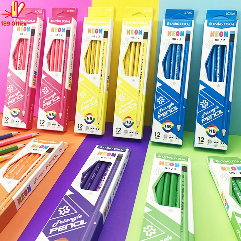 ดินสอ ดินสอHB  ชุดดินสอไม้ ดินสอดำ กล่อง 12 แท่ง คละสี ดินสอ HB ดินสอไม้หัวยางลบ พร้อมส่ง