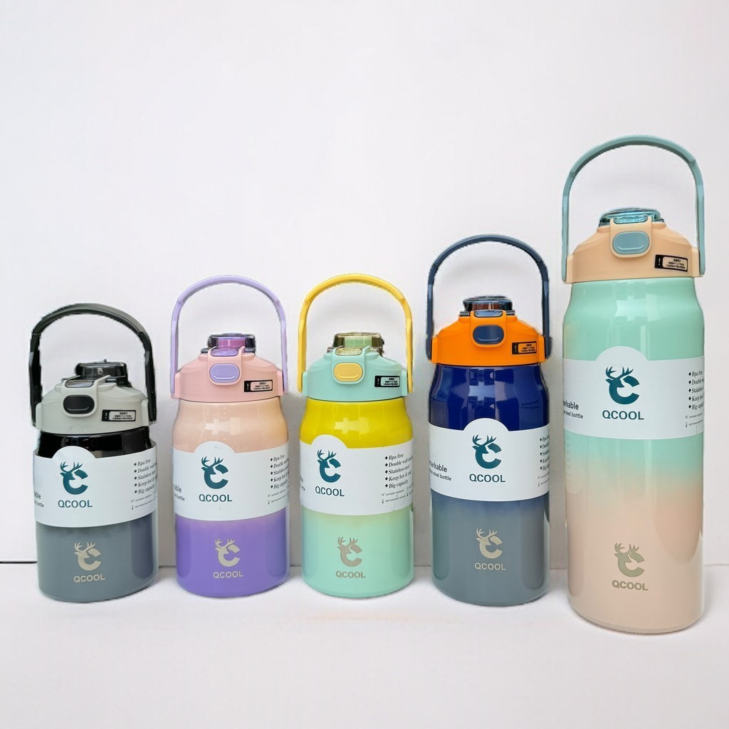QCOOL (ของแท้) ขวดน้ําสเตนเลส กระติกน้ำเก็บอุณหภูมิ ขวดเก็บอุณหภูมิ SUS304 ขวดขนาดใหญ่ 1800ml
