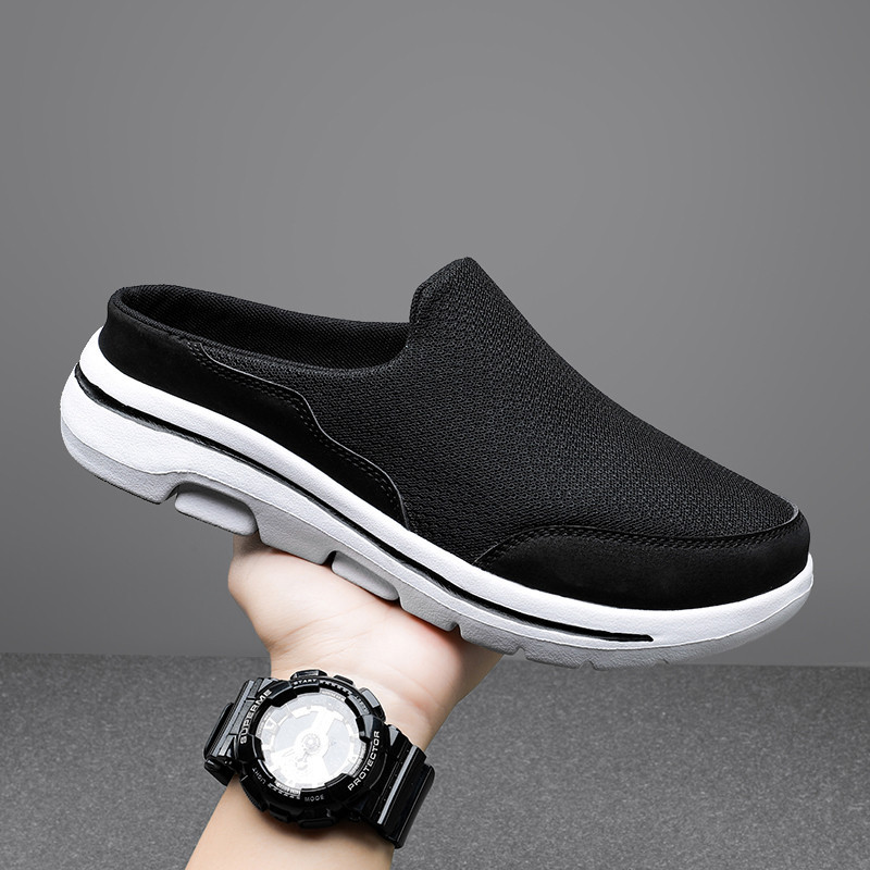 ขนาด 35-48 ulralight Mesh Half shoes Korean Peas Shoes Women Men Lazy Shoes