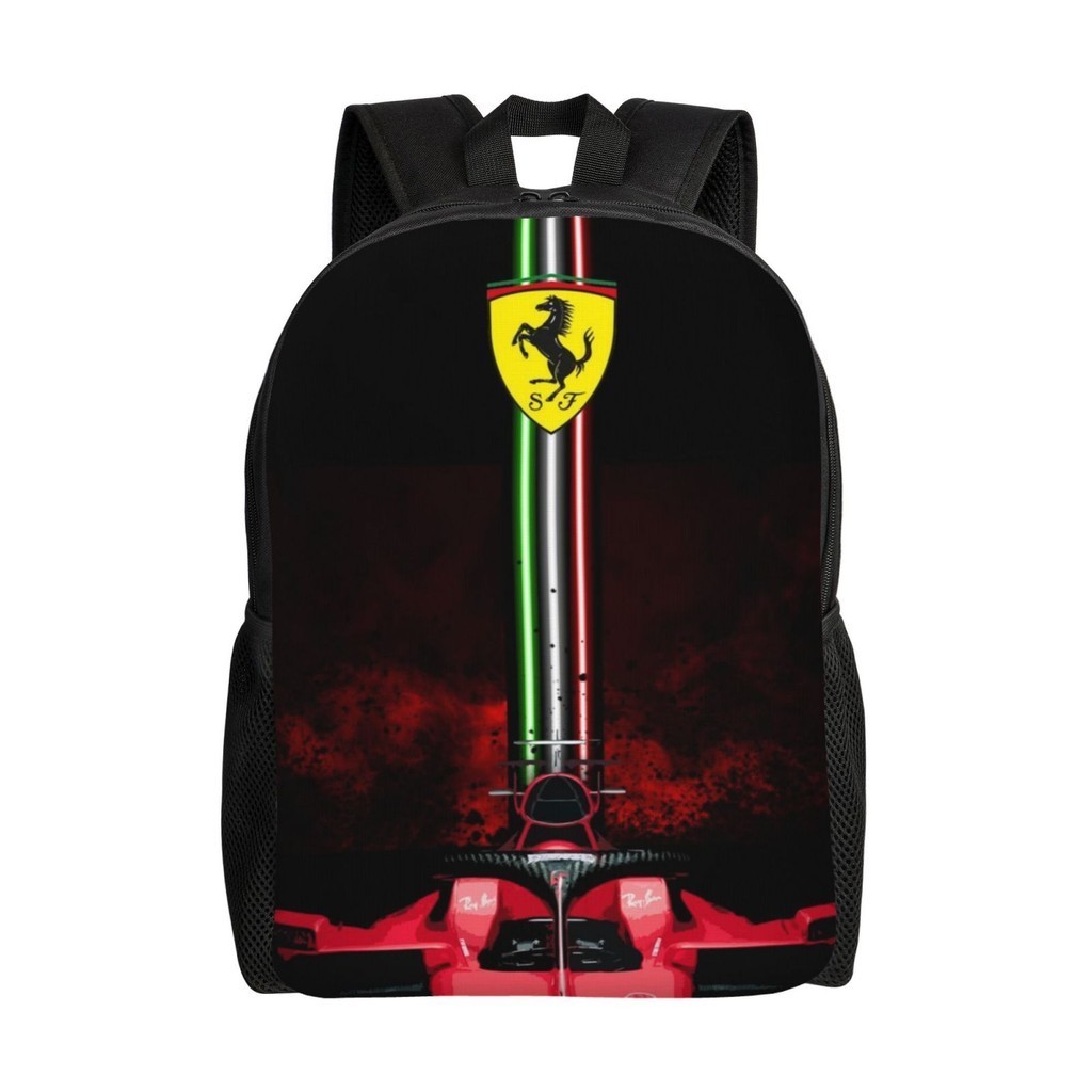กระเป๋าเป้สะพายหลัง กระเป๋านักเรียน พิมพ์ลายการ์ตูน Ferrari แฟชั่นสําหรับเด็กผู้ชาย