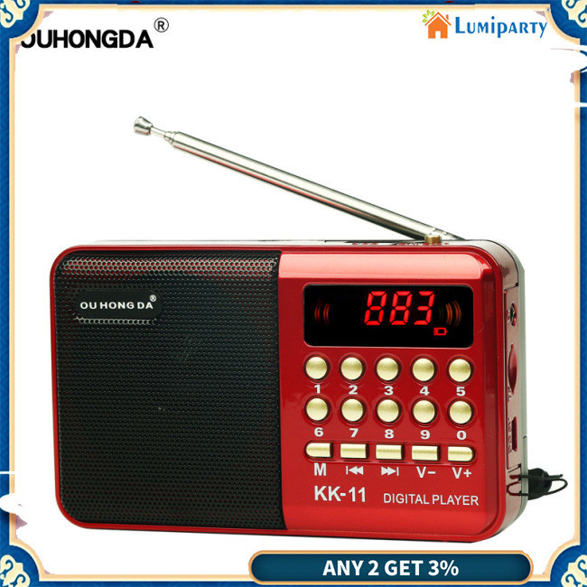 Lumiparty K11 เครื่องเล่น MP3 วิทยุ FM ดิจิทัล FM USB TF ขนาดเล็ก แบบพกพา ชาร์จได้