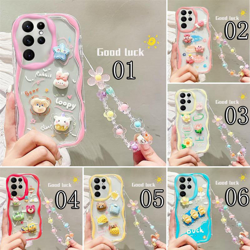 3D น่ารัก การ์ตูน เคส For Apple IPhone 12 11 Pro Max X XS XSMAX XR SE 2020 iPhone7 iPhone8 Plus เคสมือถือ Cute Cartoon Phone Case Carry A Hand Rope Strawberry Bear Rabbit Duck Flower Soft TPU Protective Cover
