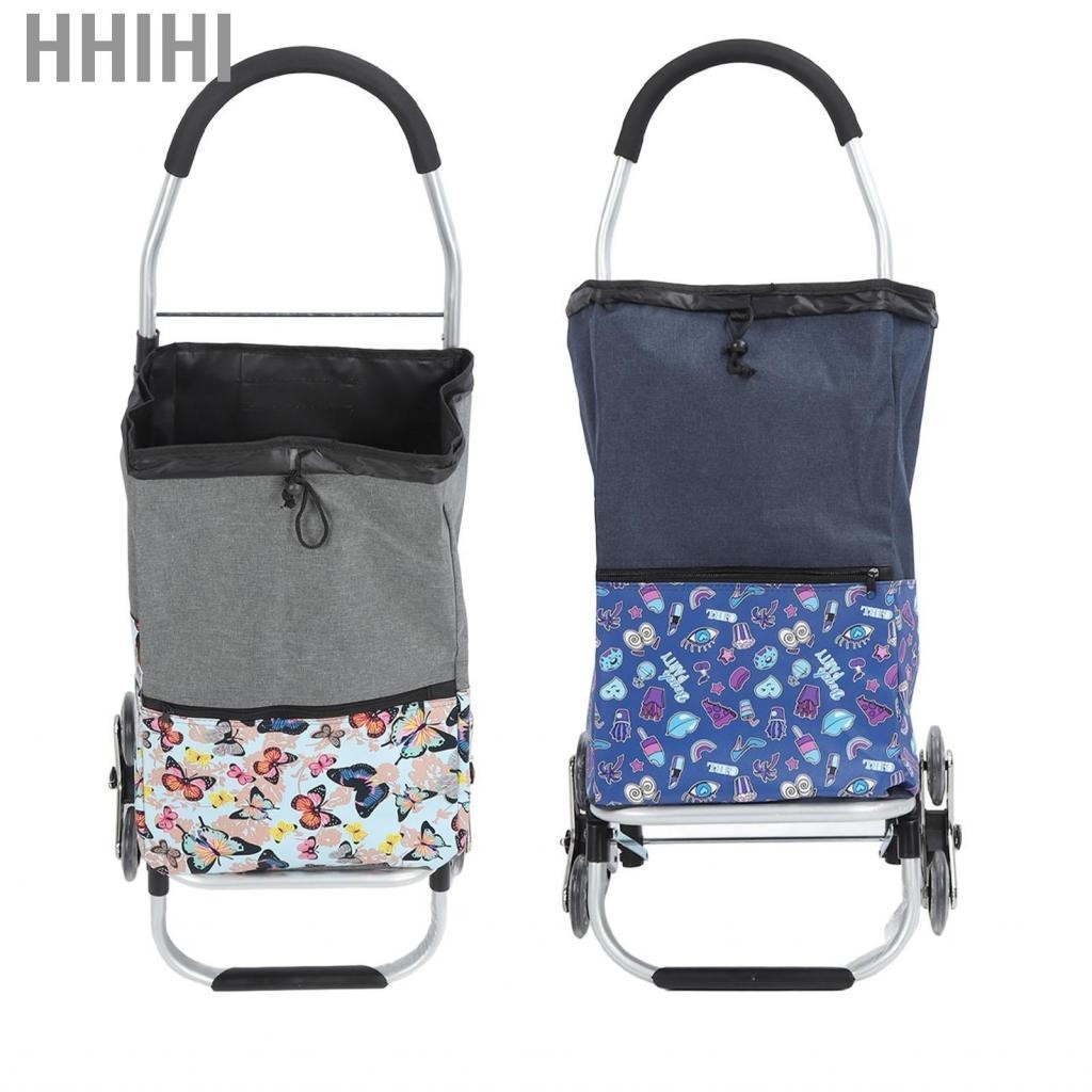 Hhihi Shopping Rolling Bag  Large Capacity Aluminum Canvas Portable Trolley Waterproof for Buying Vegetables
