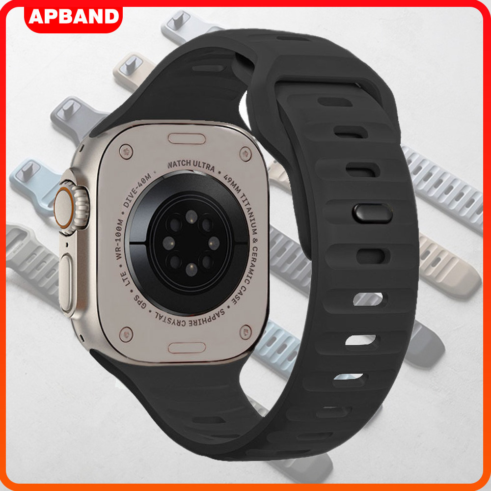 สายซิลิโคนสำหรับ Apple Watch Iwatch Ultra/SE 3 2 49mm 46 44 40 42 38 มม. สปอร์ตสมาร์ทนาฬิกาสายคล้องคอSeries 11 10 9 8 7