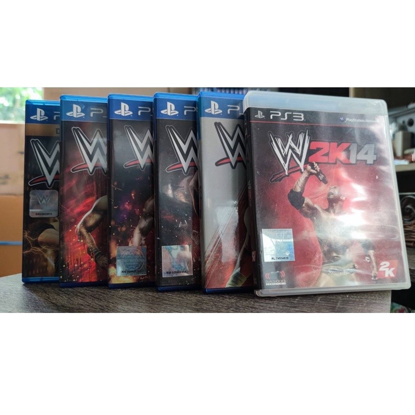 แผ่นเกมส์ PS เกมส์มือสอง PS4 , PS3 แผ่นเกม WWE 2K14,2K15,2K16,2K17,2K18,2K19 รวม 6 แผ่นCollection US