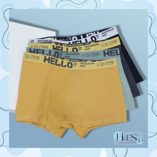HUES.ID Boxer Celana Dalam Pria Dewasa Fashion Men Hello Jumbo Katun 2138