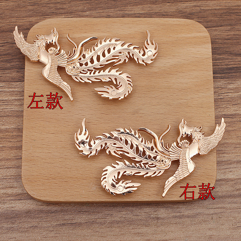 2pcs Alloy Phoenix DIY เครื ่ องประดับอุปกรณ ์ เสริม Headwear เจ ้ าสาวอุปกรณ ์ เสริมผม Handmade วัสดุ 80 * 38 มม . - รูปที่ 3