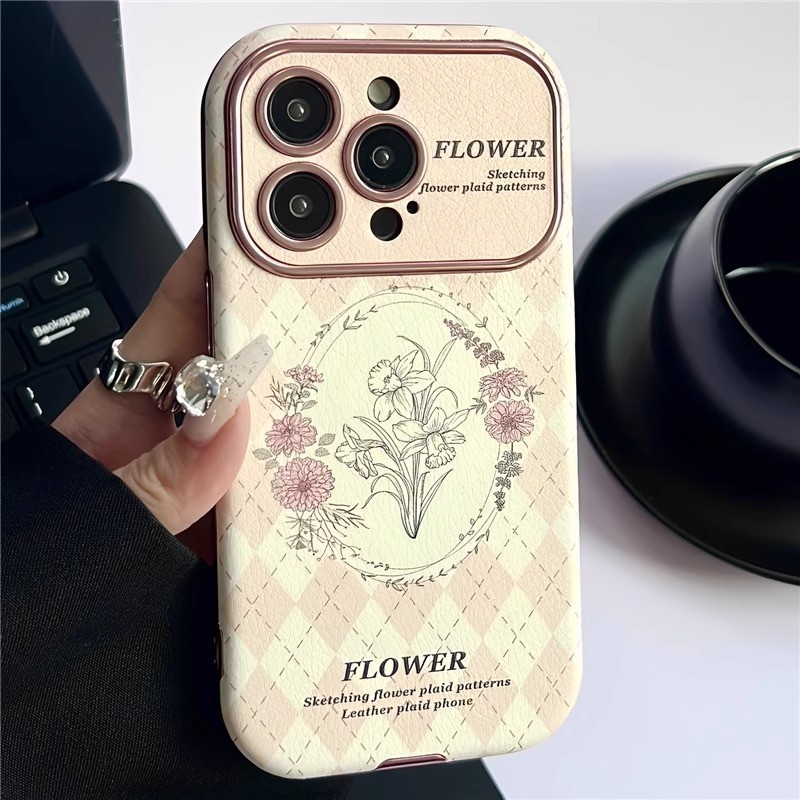 เพชรตารางดอกไม้สําหรับiphone 16promax iPhone15promax iPhone11 11promax 16/15/14/13/12Promaxเคสโทรศัพท์TPUใหม่กันฝุ่น