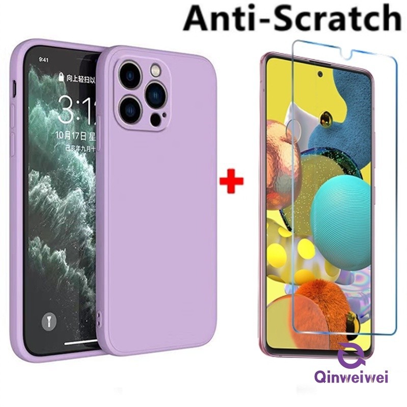 2in1 เคสโทรศัพท์ + กระจกนิรภัย Huawei Y9s Y7p Nova 7 3i 5t Honor X8 X6 5G 4G Anti Drop นุ่มและเรียบเ
