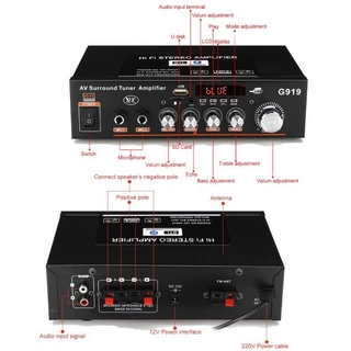12V DC 220V เครื่องขยายเสียงมินิบลูทู Bluetooth-ใช้งานร่วมกับสเตอริโอ Mini Amplificador เครื่องขยายเสียง FM SD HIFI 2CH