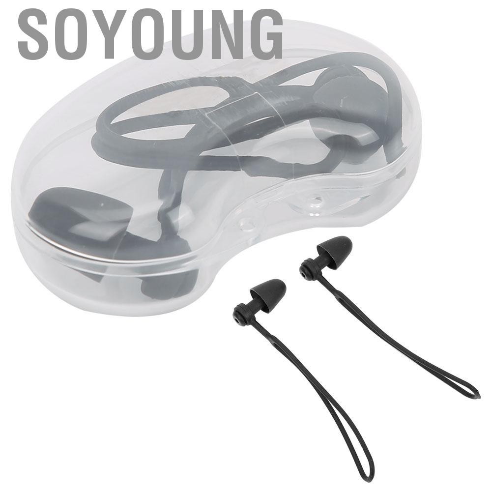 Soyoung Anti-lost Swimming Earplugs Waterproof Noise Reduction Soft Silicone EarPlugs with Rope for 