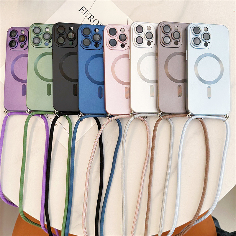 Iphone 15 14 13 12 Pro Max 15 14 Plus กระเป๋าสะพายข้าง เคสแม่เหล็ก TPU นิ่ม ป้องกันกล้อง