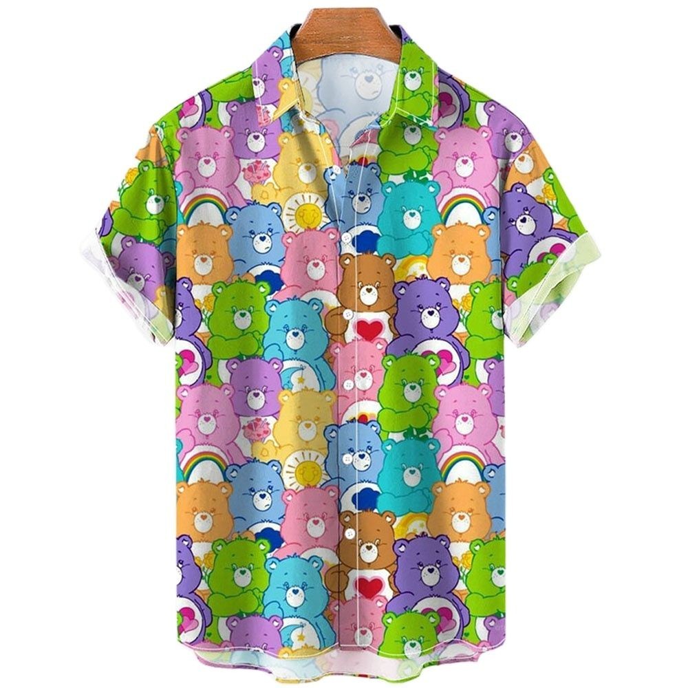 Songkran เสื้อเชิ้ตฮาวาย แขนสั้น ลายหมี สีรุ้ง น่ารัก ขนาดใหญ่ โอเวอร์ไซซ์ เหมาะกับฤดูร้อน สําหรับผู้ชาย และผู้หญิง 2022