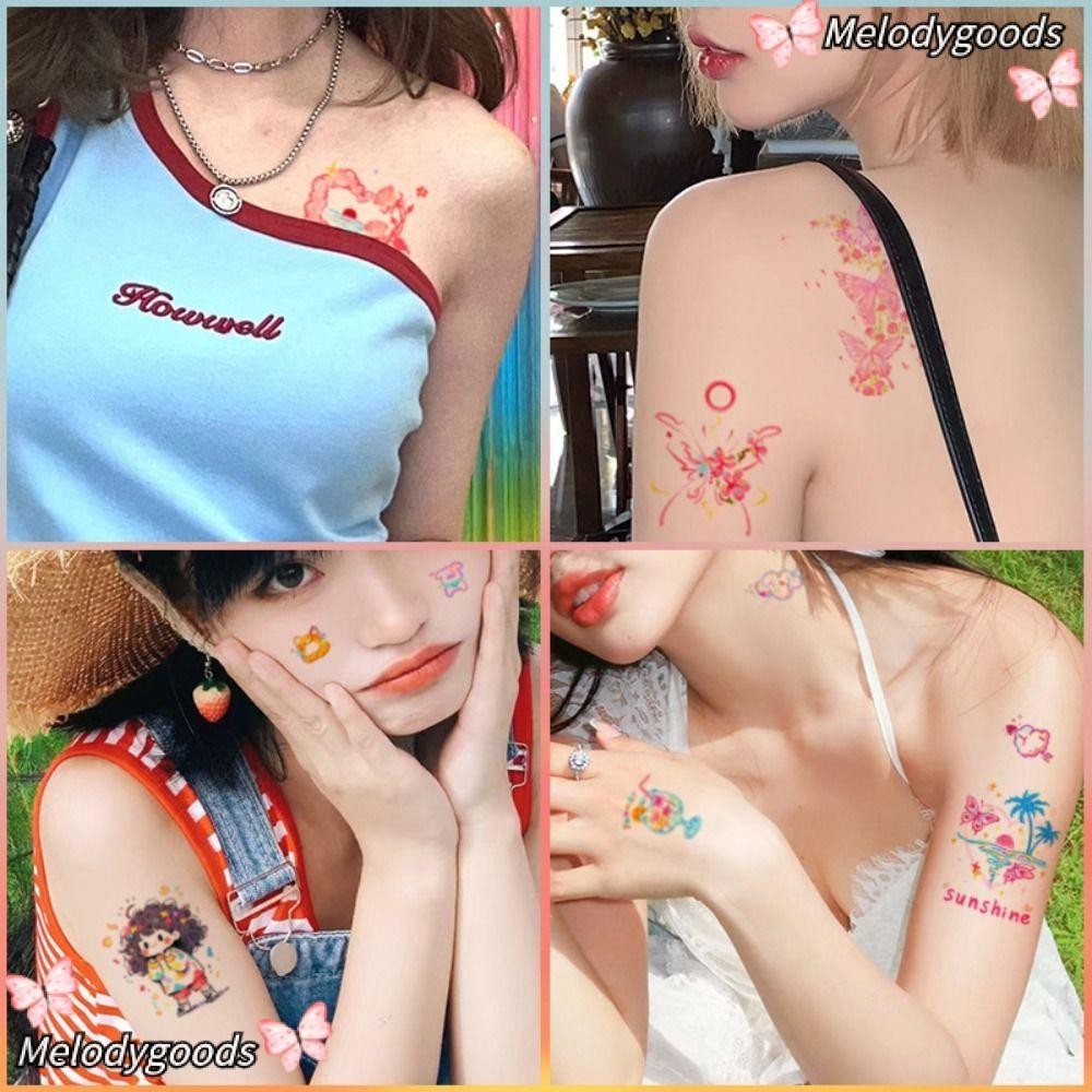 สติกเกอร์รอยสักชั่วคราว ลายผีเสื้อ ติดทนนาน สําหรับแต่งหน้า