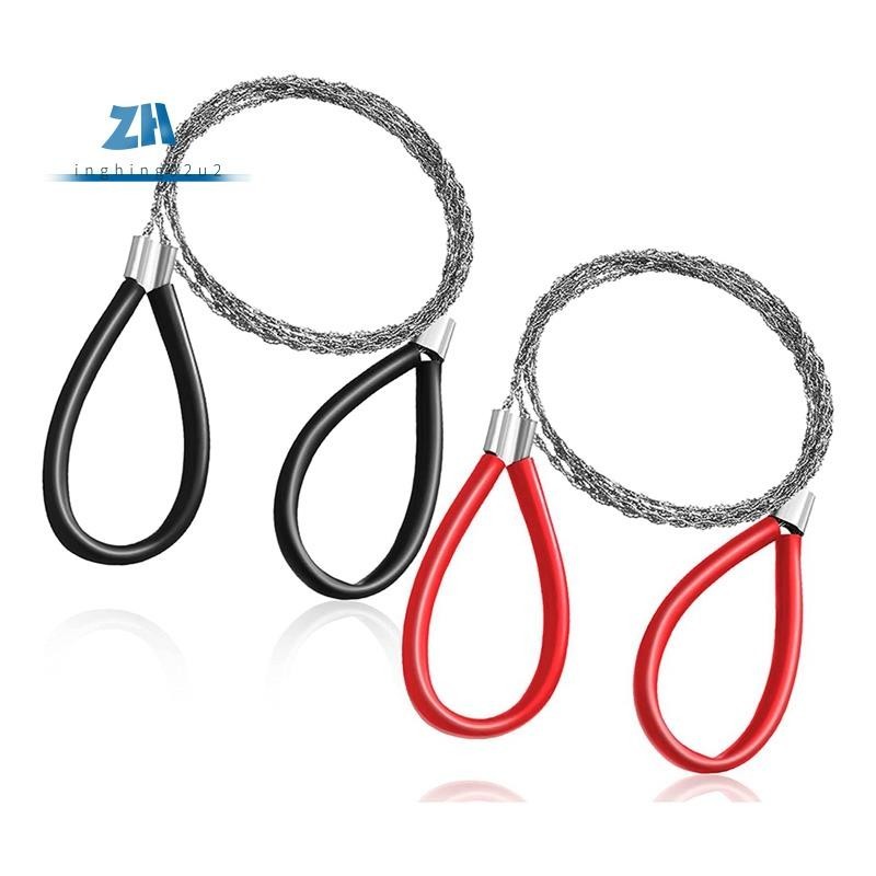 เลื่อยตัดสายเคเบิล PVC สเตนเลส สีแดง และสีดํา สําหรับเอาตัวรอด 2 แพ็ค