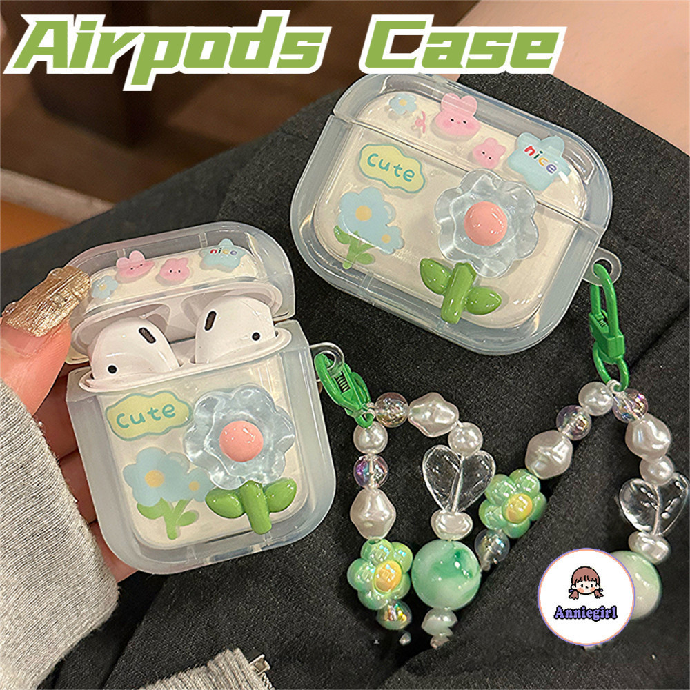 เคสหูฟังบลูทูธไร้สาย ลายดอกไม้ 3D กันฝุ่น สไตล์เกาหลี สําหรับ Airpods 1 2 Airpods 3 Pro 2