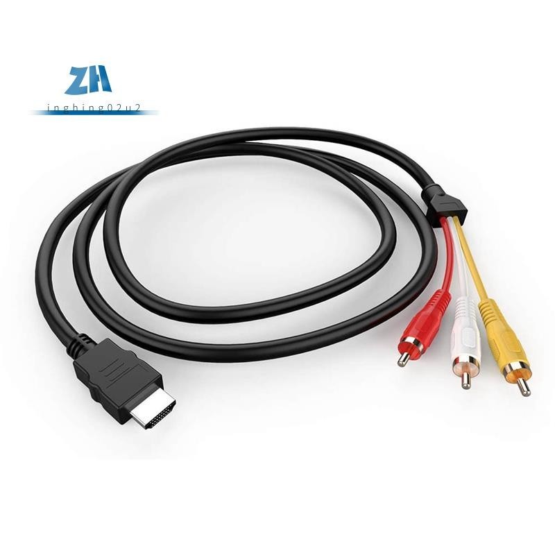 อะแดปเตอร์เชื่อมต่อ 5 ฟุต HDMI ตัวผู้ เป็น 3-RCA สายเคเบิลเสียงวิดีโอ AV สําหรับ TV HDTV 1 ชิ้น