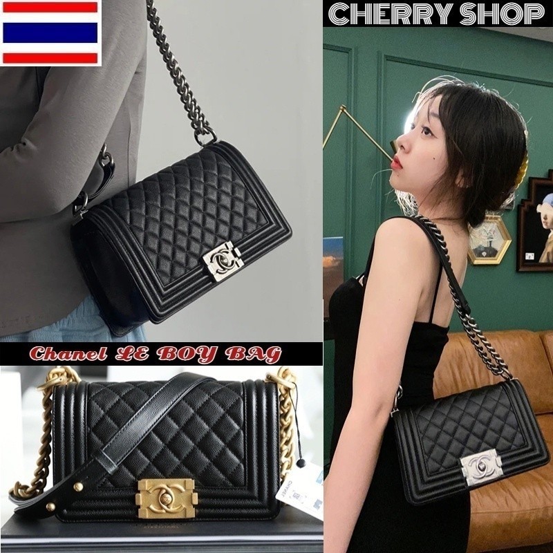 New 🍒HOT Chanel LE BOY BAG ผู้หญิง/กระเป๋าสะพายข้าง/กระเป๋าสะพาย small&amp;medium&amp;large🍒 8GRK