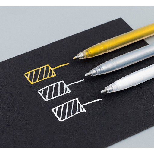 Glitter Metallic Gold Silver White Liner Pen 0.9mm Pen