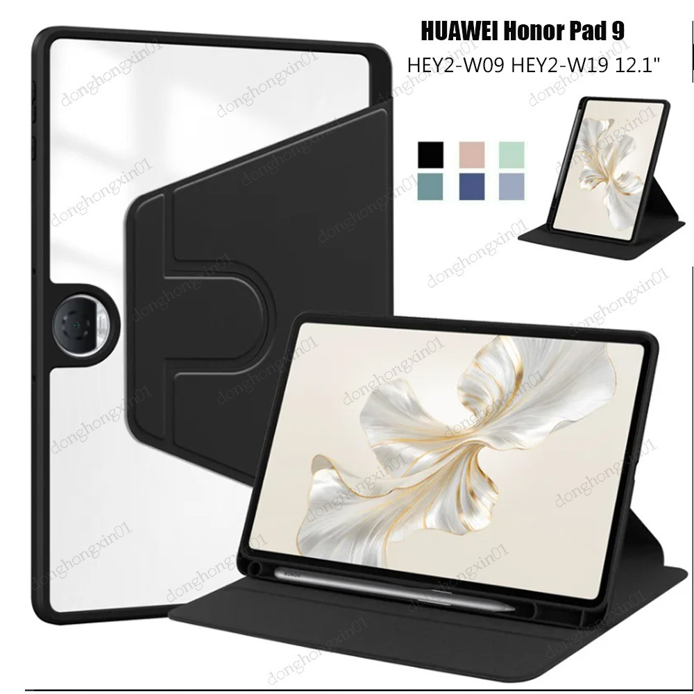 เคสอะคริลิคใส พร้อมช่องใส่ปากกา หมุนได้ 12.1 นิ้ว สําหรับ HUAWEI Honor Pad 9 2024 HEY2-W09 HEY2-W19