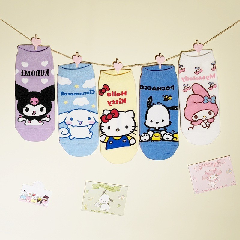 ถุงเท้า ผ้าฝ้าย ลายการ์ตูน Sanrio Girl Kuromi น่ารัก