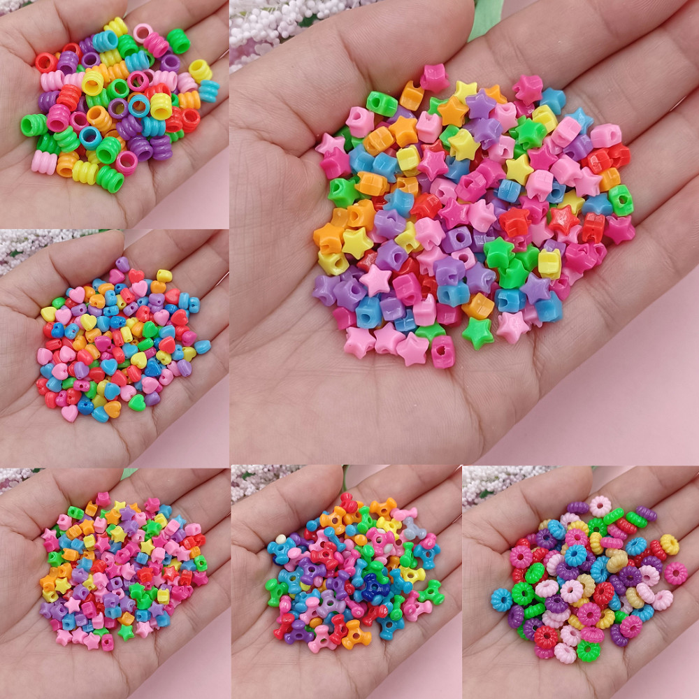ลูกปัดอะคริลิค รูปฟักทอง ดาวห้าแฉก สีมาการอง สําหรับทําสร้อยคอ สร้อยข้อมือ แฮนด์เมด DIY 100 150 ชิ้น