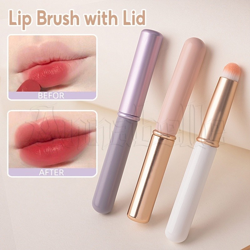 [ขายดี] [Featured] แปรงแต่งหน้า หัวกลม แบบพกพา พร้อมฝาปิด สําหรับลงคอนซีลเลอร์ ลิปสติก ลงเครื่องสําอาง