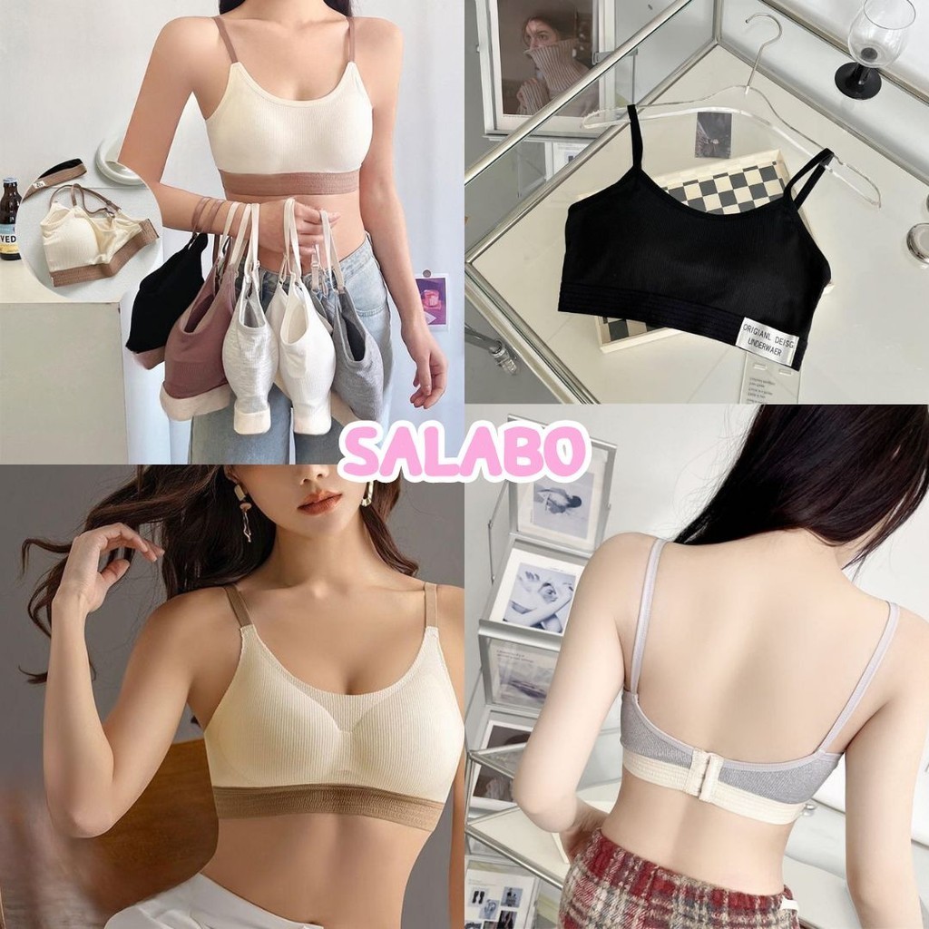 Salabo สปอร์ตบราสายเดี่ยว ผ้าร่องเล็ก มีตะขอหลัง ปรับขนาดได้ #1588