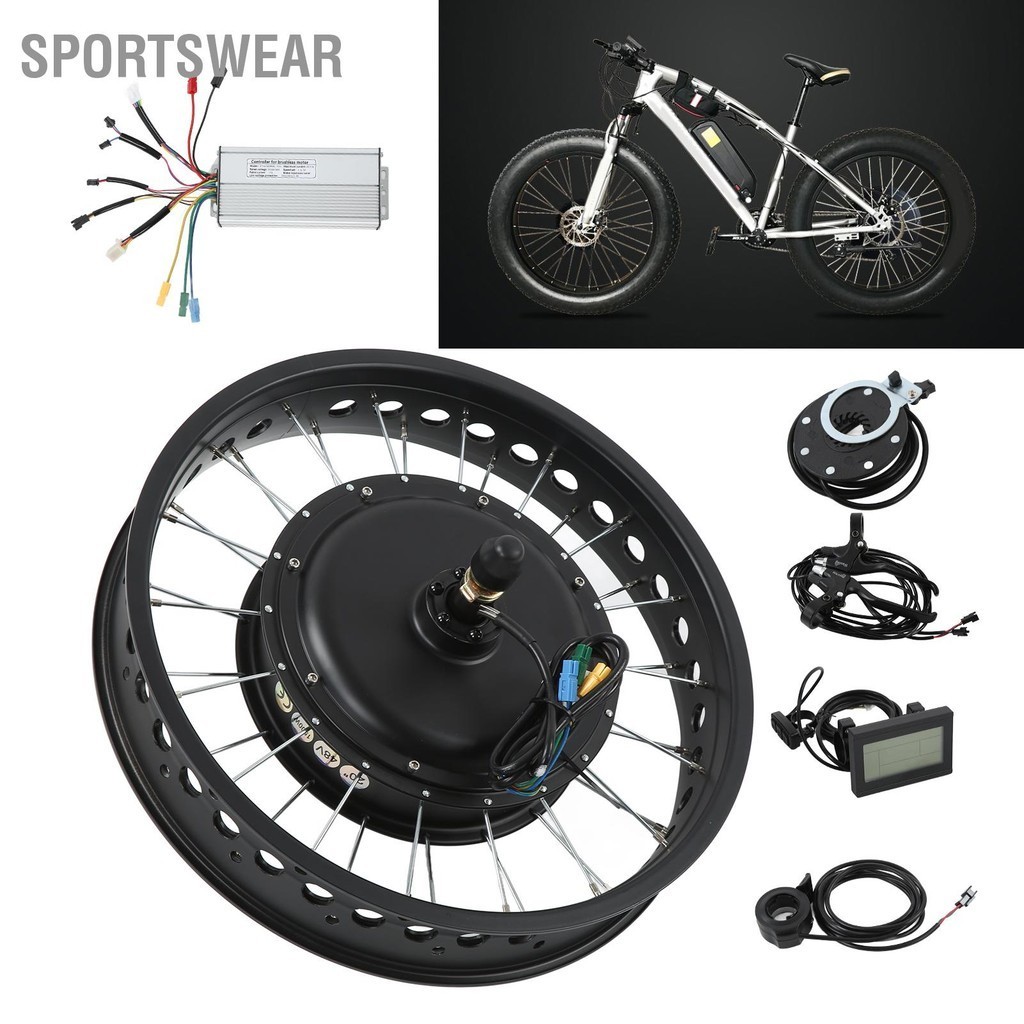 Sportswear 48V 1500W 20 นิ้วจักรยานไฟฟ้าไขมันยางล้อหลังชุดแปลง LCD3 เมตร KT 35A CONTROLLER