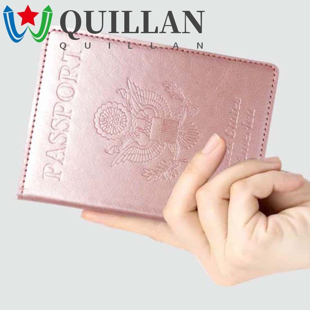 Quillan ปกหนังสือเดินทาง ปกหนัง PU แบบพกพา ชื่อที่อยู่ บัตรเครดิต บัตรประชาชน เอกสารพาสปอร์ต ซองใส่บัตร