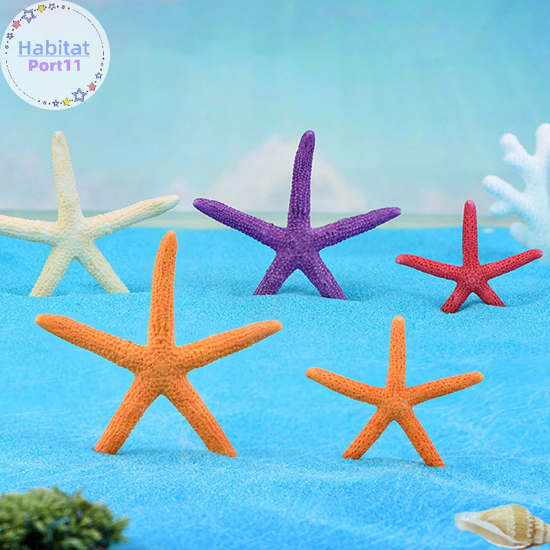 Habitatport Mini สีสัน Five-Pointed ปลาดาว Sea Star เรซิ่นปลาปลาดาวภูมิทัศน์เครื่องประดับหัตถกรรมรูป Diy เครื่องประดับ Miniatures ตกแต่ง th