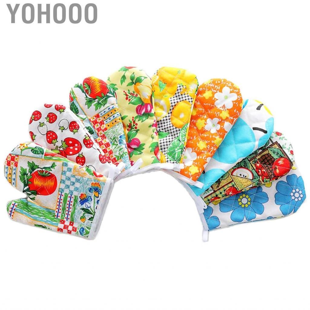 Yohooo 1pcs Non-slip Oven Gloves Flower Pattern Cotton Kitchen Insulation Cooking Microwave Mitts for Random