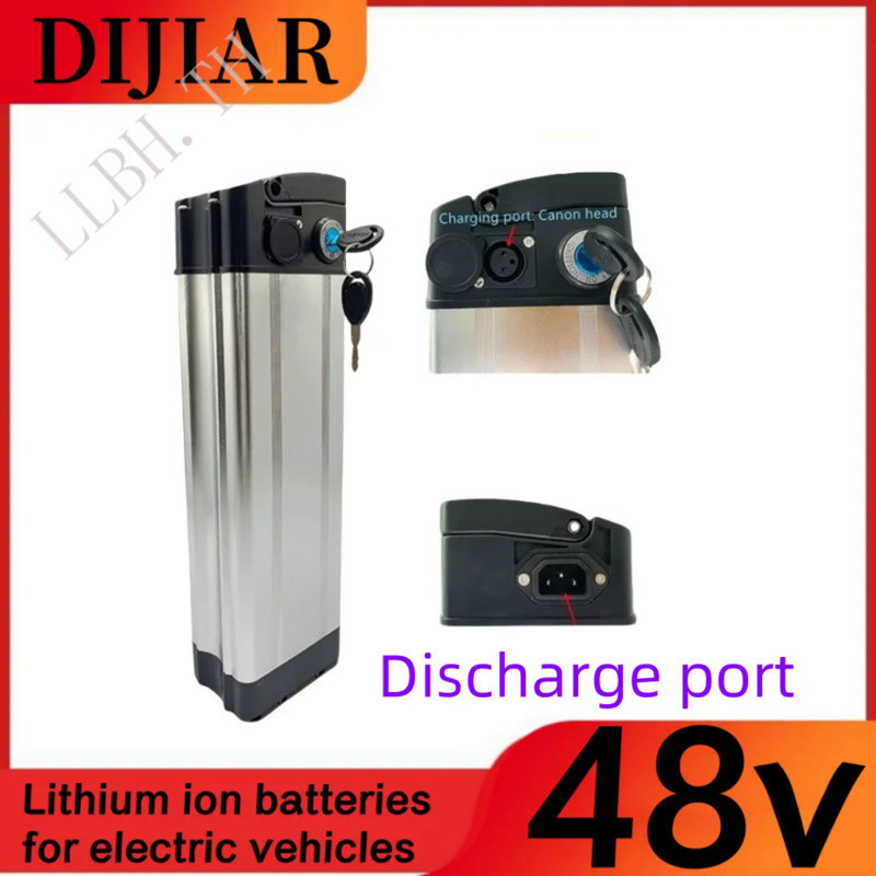 48V 20ah 25ah 30ah 35ah 40ah Silver Fish Style Electric Bike Battery 48V Lithium Battery with Alumin