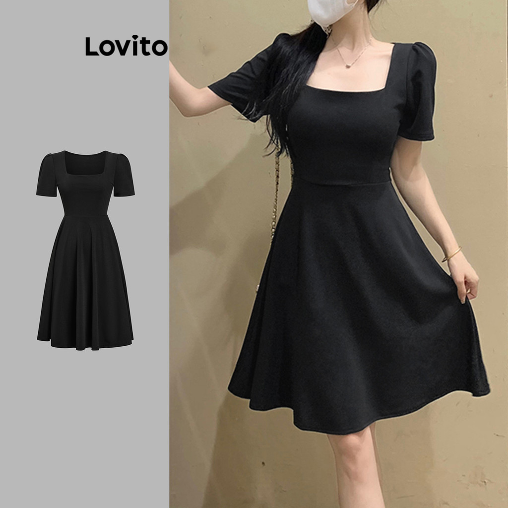 Lovito ชุดเดรสเรียบหรูพร้อมจีบสำหรับผู้หญิง L109MD025