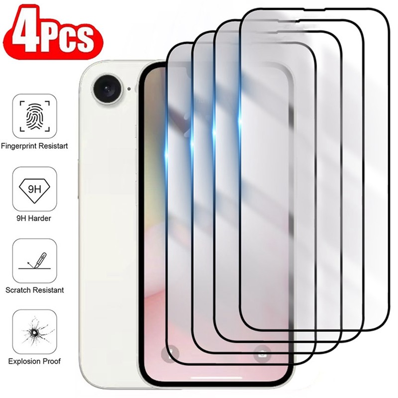 4pcs Full CoverกระจกนิรภัยสําหรับiPhone SE4 2022 2025 9H HDป้องกันหน้าจอสําหรับiPhone SE 4 2025 7 8 