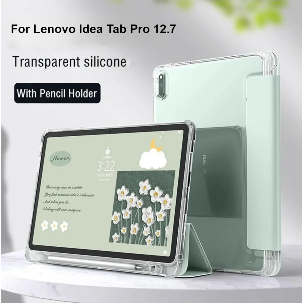สําหรับ Lenovo Idea Tab Pro 12.7 กรณีผู้ถือปากกา Trifold นุ่มกลับขาตั้งแท็บเล็ตสําหรับ Lenovo Idea T