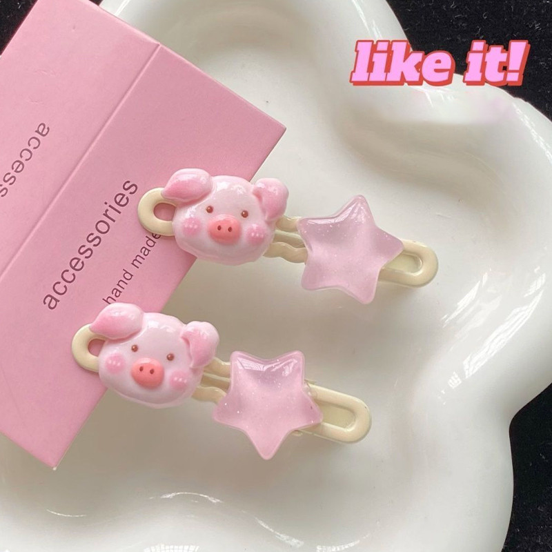 Rubuyou คลิปปากเป็ดห้าแฉกสไตล์หวานน่ารักบลัชออนผมหมูน้อยหมวกการ์ตูน